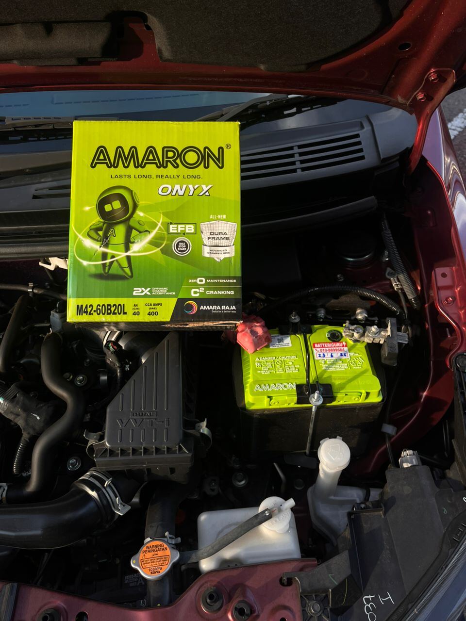 Tukar bateri kereta Perodua Ativa Amaron Onyx di Kluang